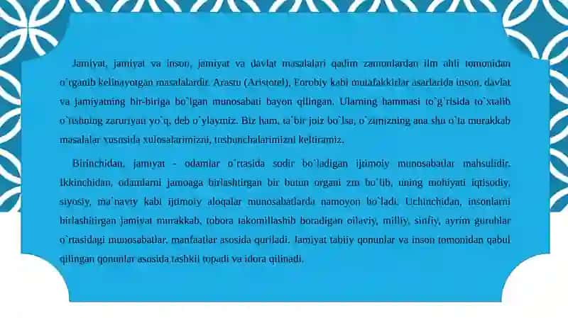 Davlat jamiyat mavjud bo'lishining bir shakli sifatida 2