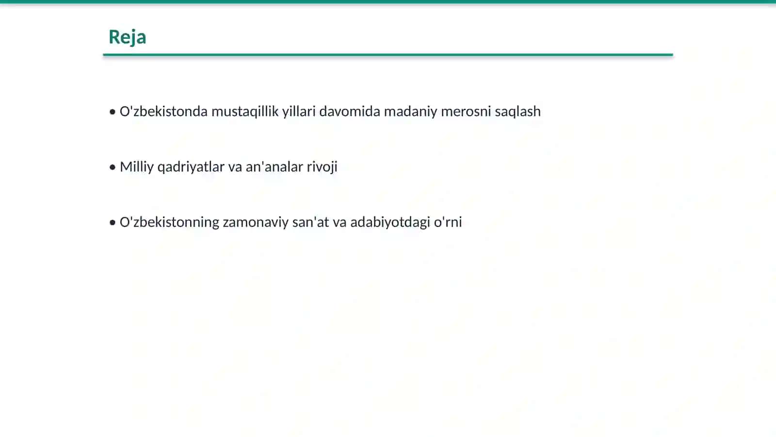 O'zbekistonning manaviy va madaniy taraqqiyoti 2