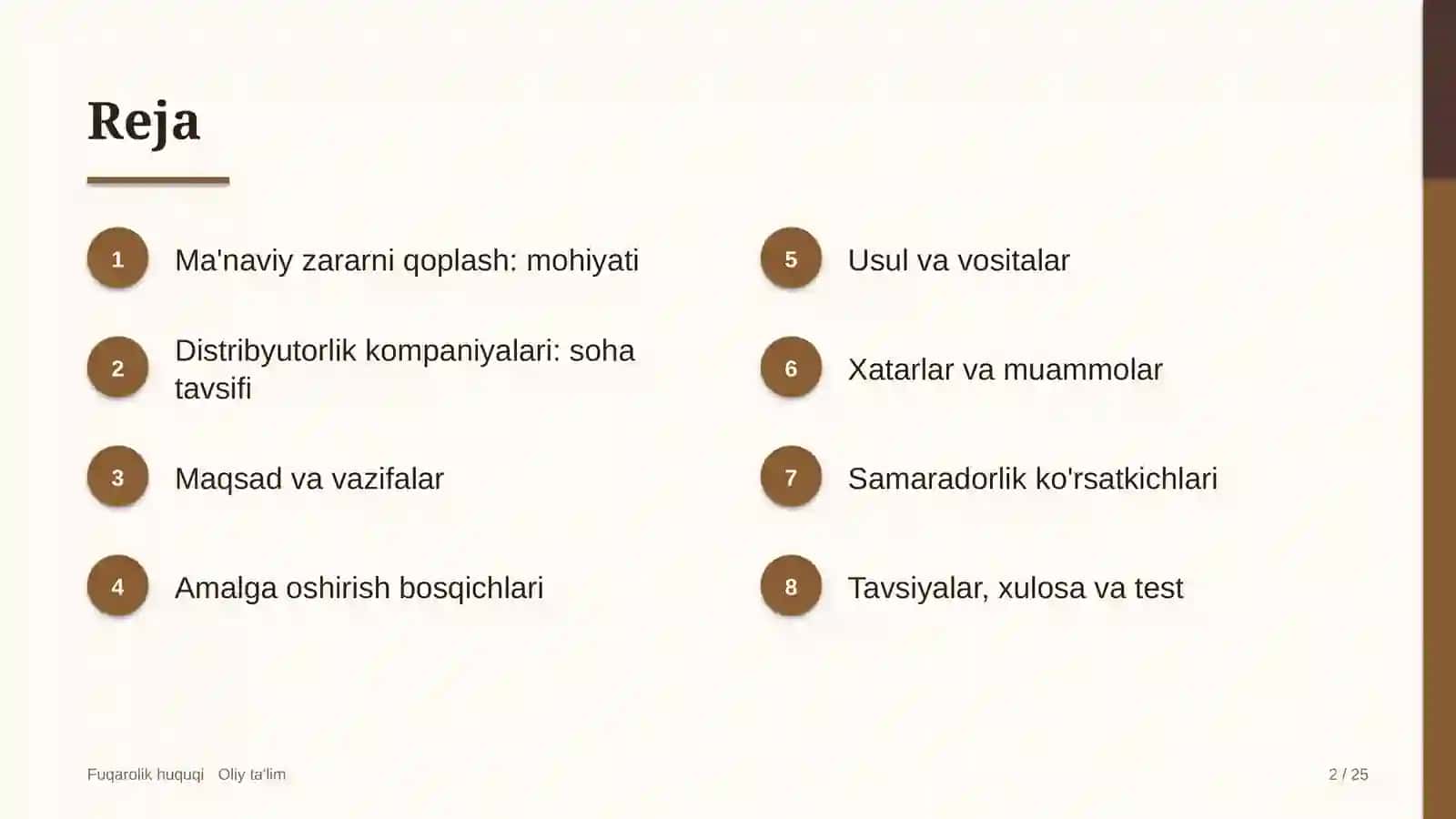 Fuqarolik Huquqi · Oliy Ta'limga doir ma'naviy zararni qoplash 2