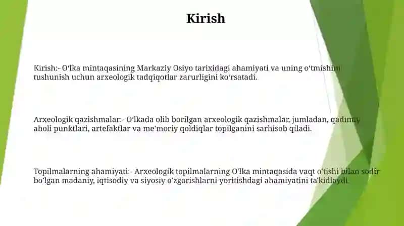 O'Lka Tarixini O'Rganish Borasida Amalga Oshirilgan Arxeologik Tadqiqotlar 2
