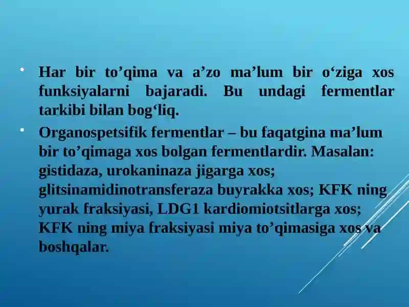 Fermentlarning inson organizmidagi oʻrni va tibbiyotdagi ahamiyati 2