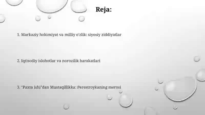 Qaytaqurish”yillaridaO’zbekistondagiijtimoiy-siyosiyvaziyat 2