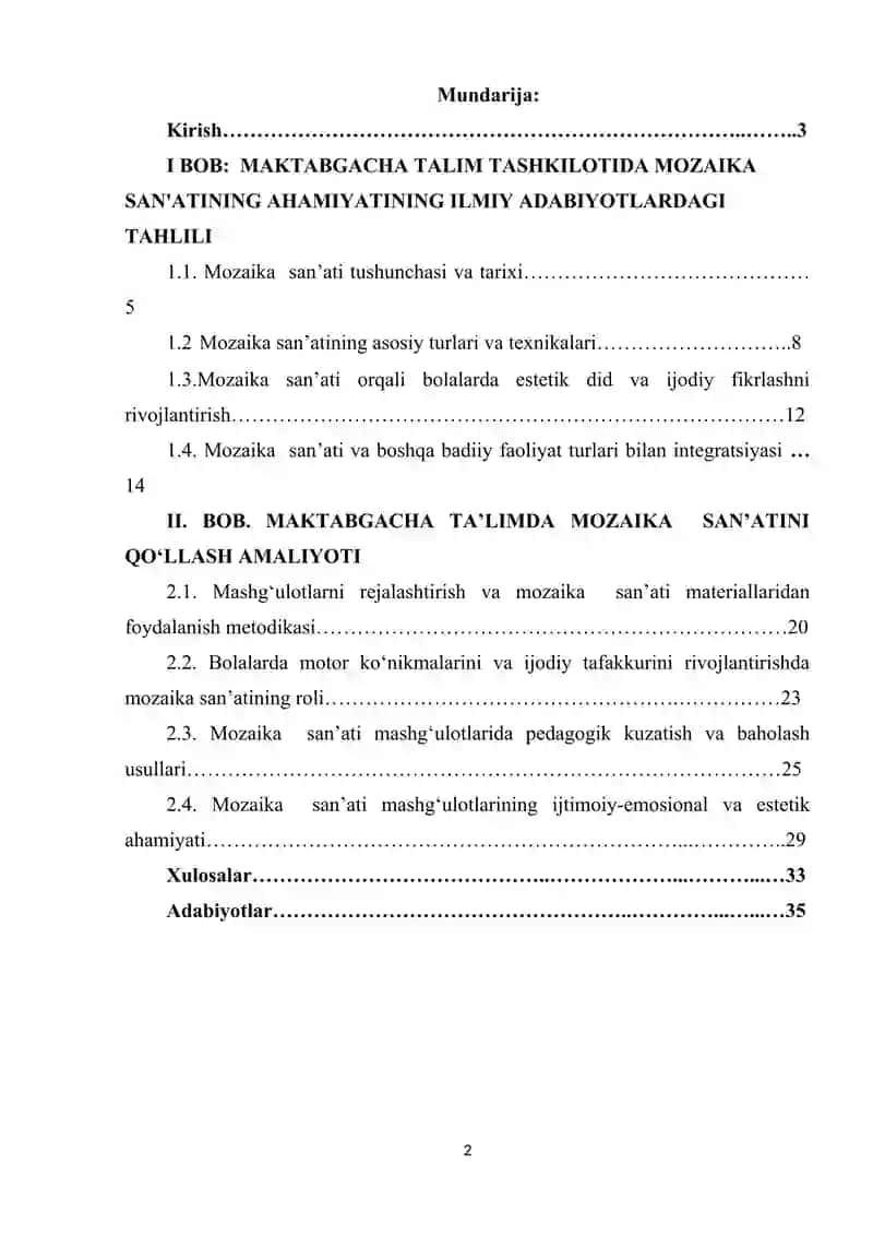 Mozaika texnikasi orqali bolalar ijodiy qobiliyatini rivojlantirish. 2