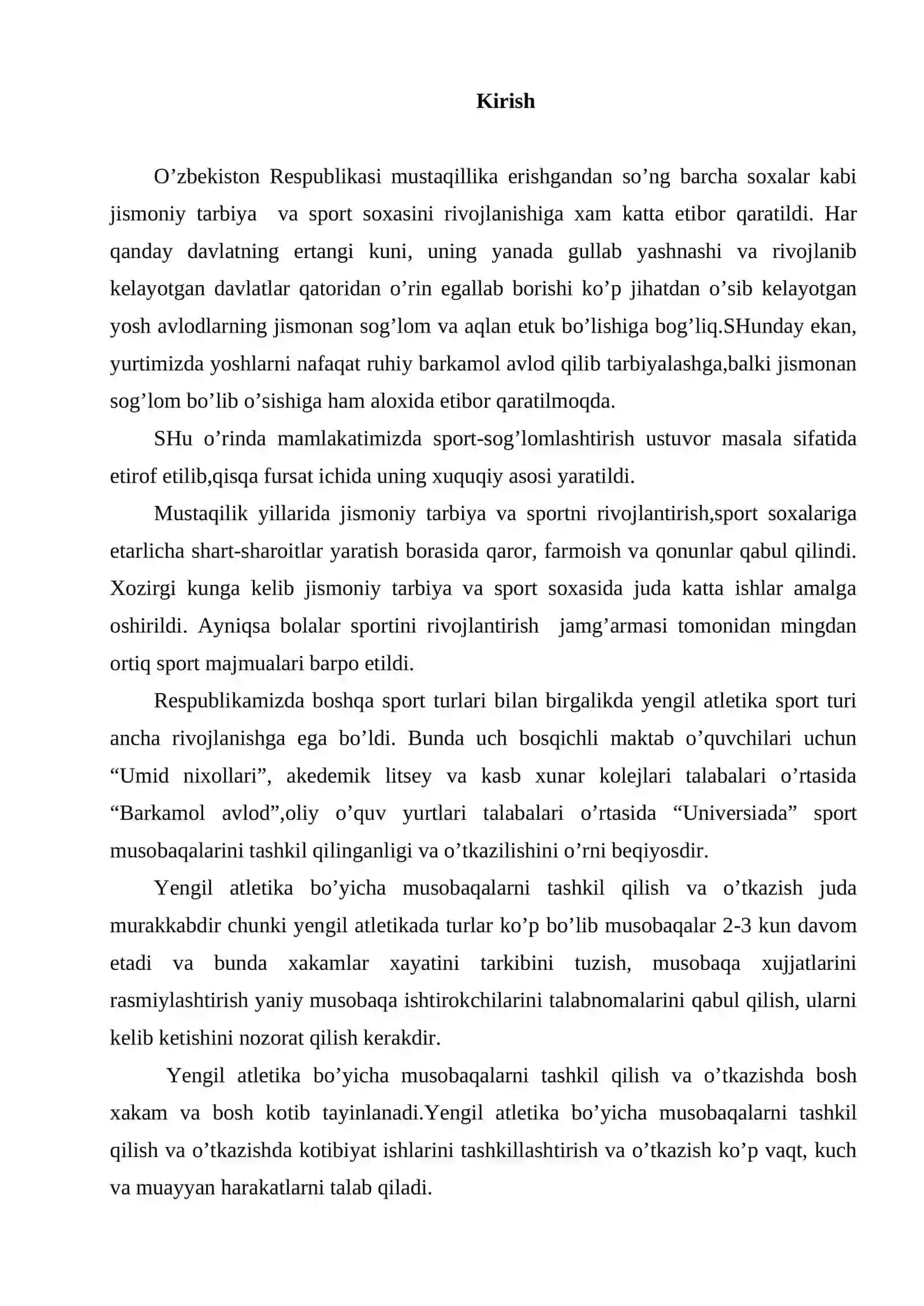 Yengil atanika mashg'ulotlari 2