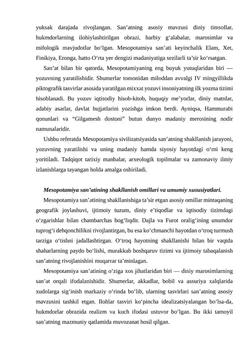 MESOPOTAMIYA SIVILIZATSIYASIDA SAN’AT VA YOZUVNING RIVOJLANISHI 2