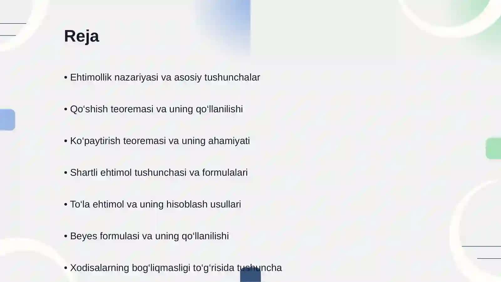 Ehtimollikning qo‘shish va ko‘paytirish teoremalari 2