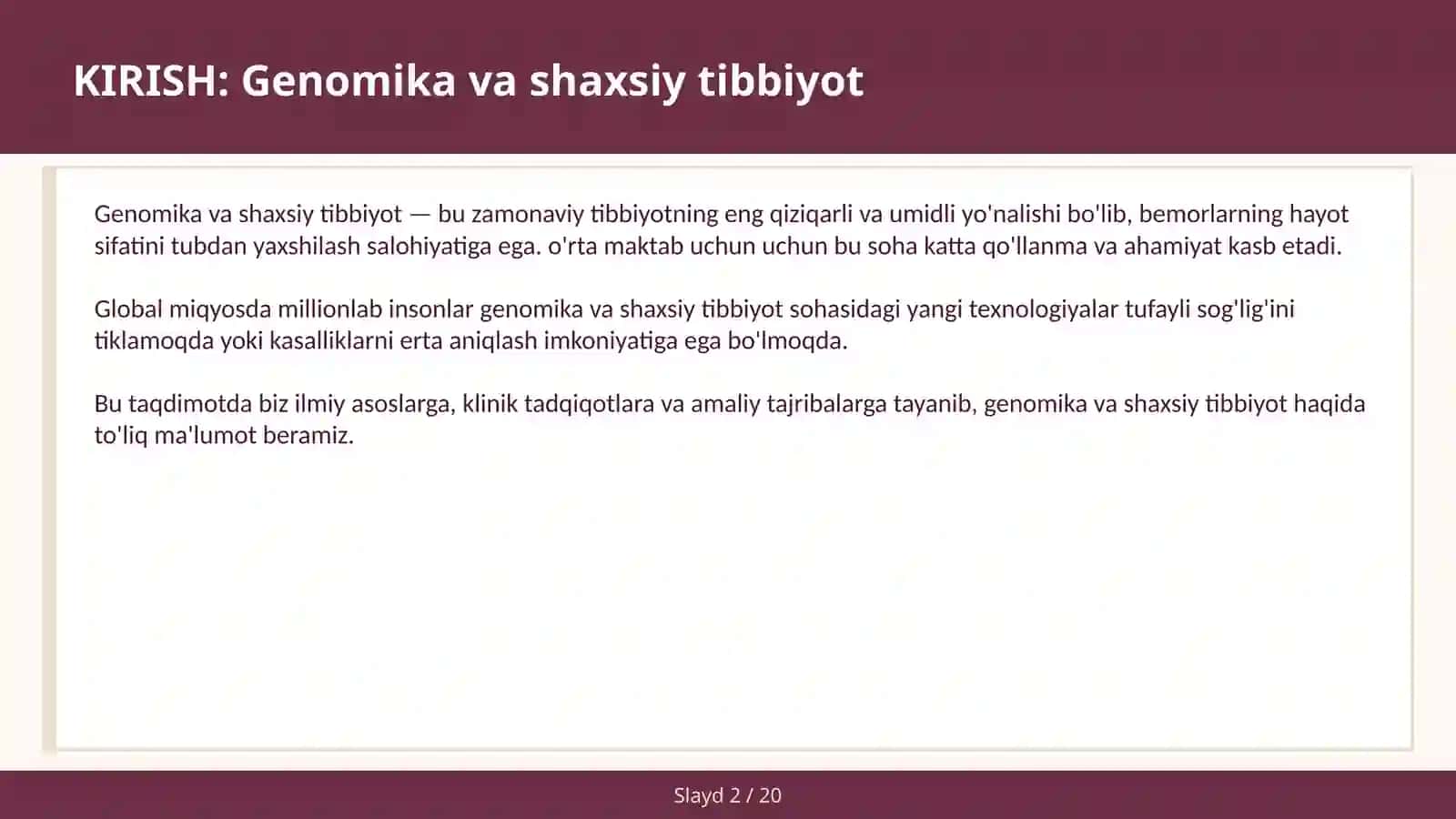 Genomika va shaxsiy tibbiyot 2