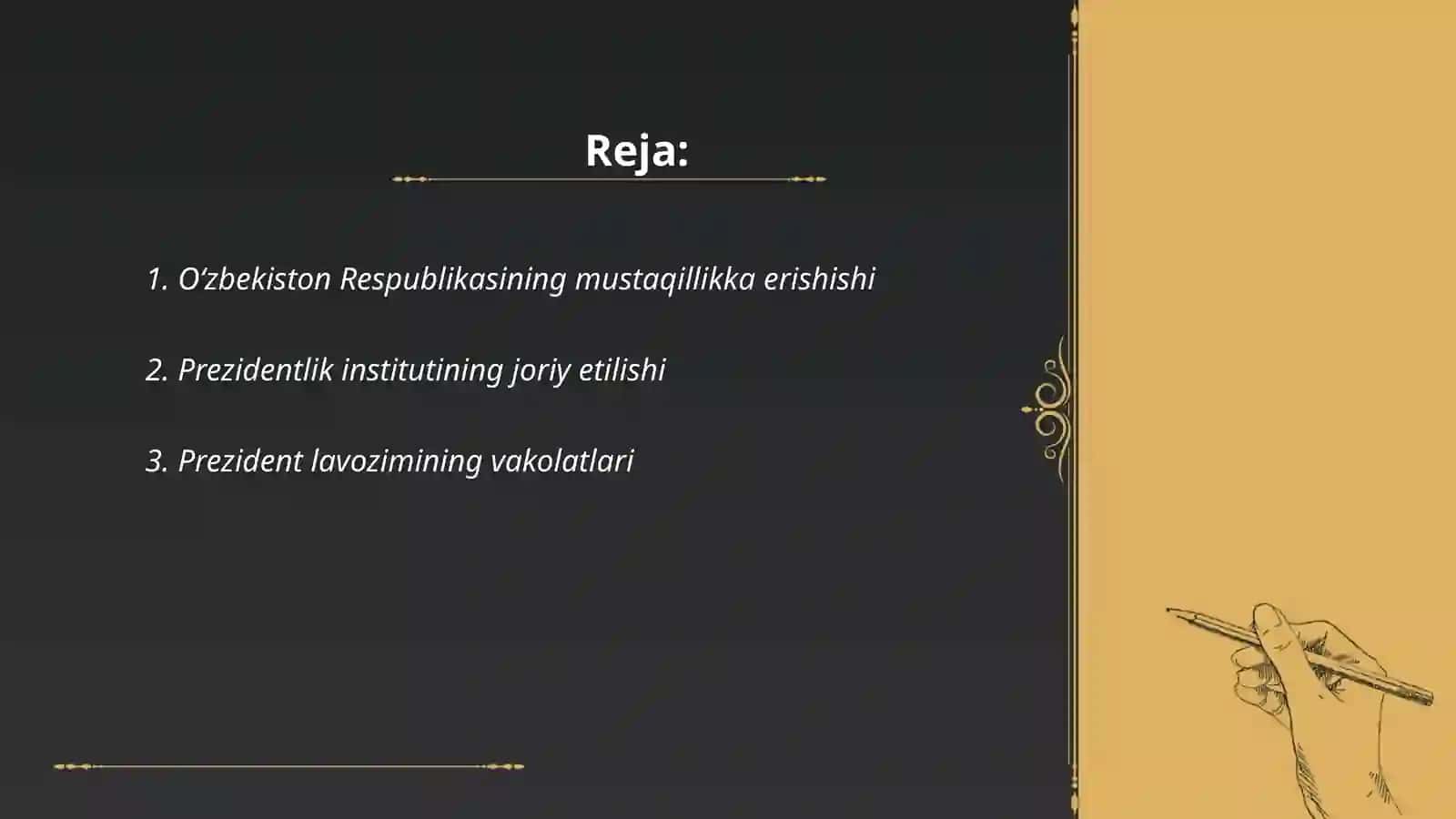 Oʻzbekiston Respublikasida prezidentlik institutining joriy etilishi.I.A.Karimovning Oʻzbekiston Respublikasi Prezidenti etib saylanishi 2