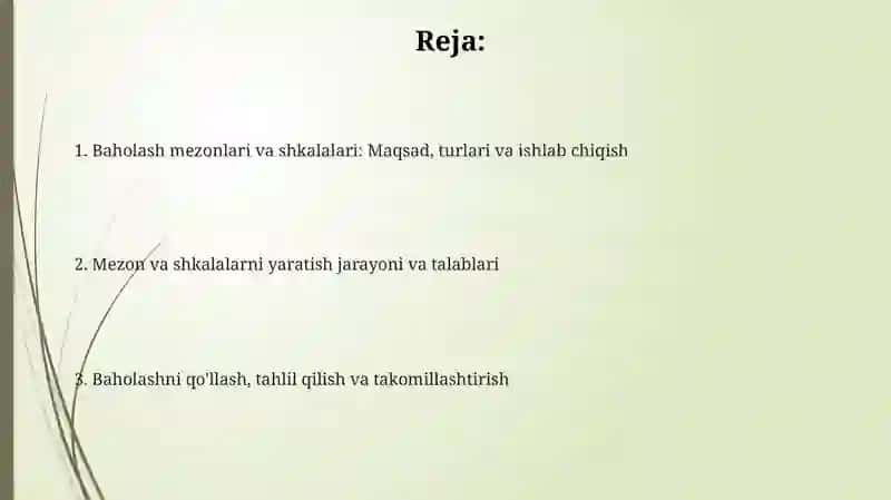 Baholash mezonlari va shkalalari: Maqsad va vazifalar 2