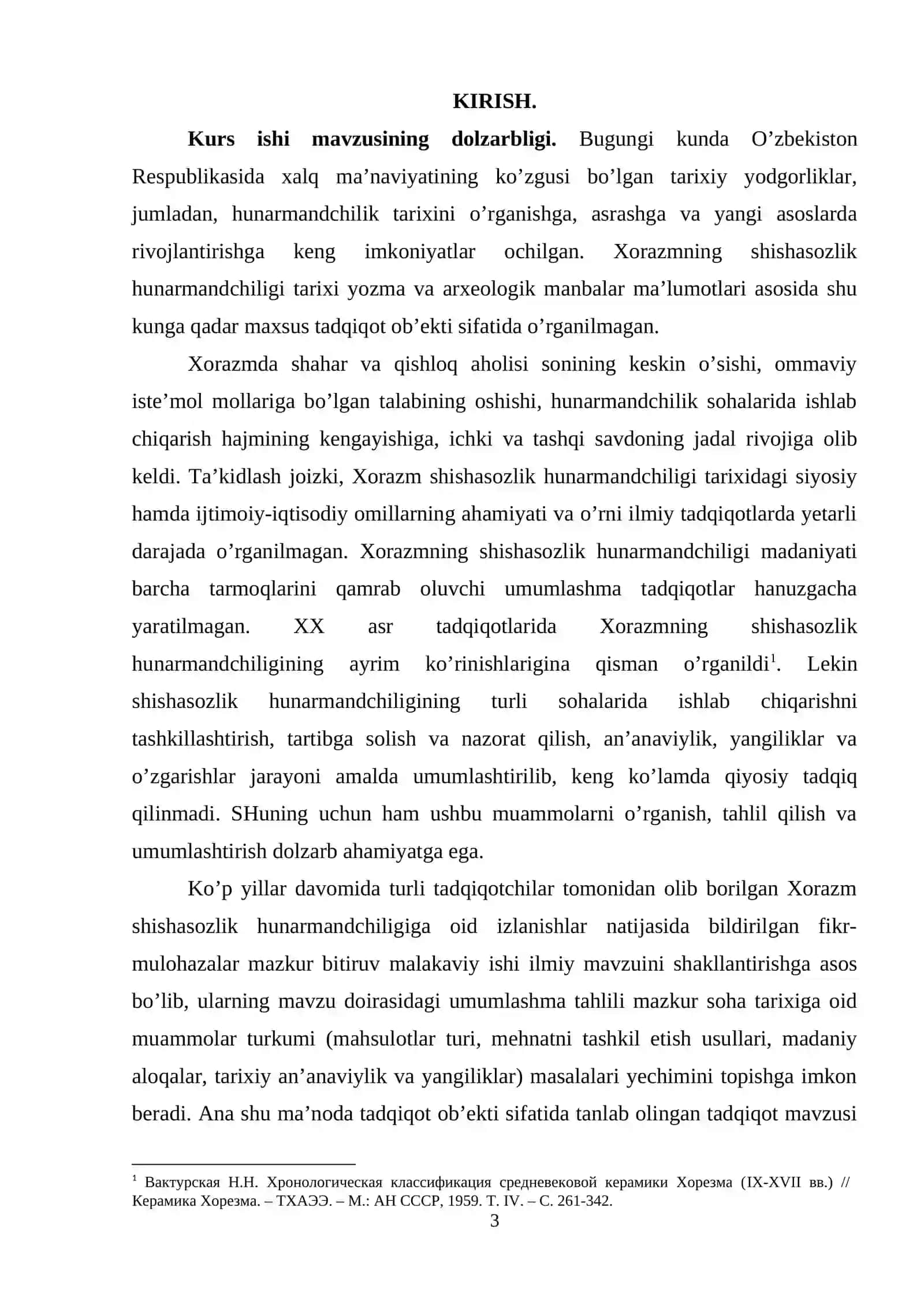 Xorazm vohasida shishasozlik tarixi. (Eng qadimgi davrlardan to XX asrlargacha) 2