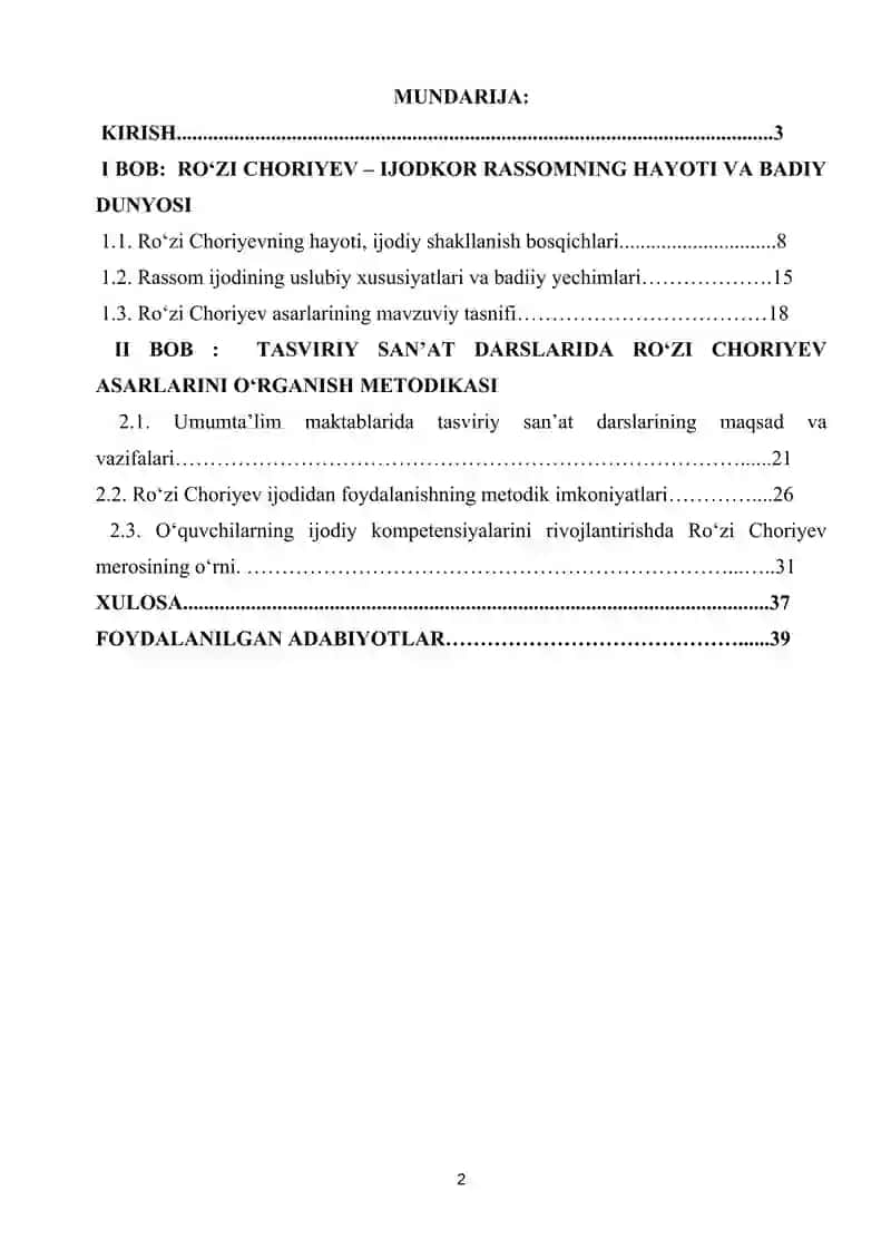 Tasviriy san'at darslarida Ro'zi Choriyev ijodini o'rganish 2