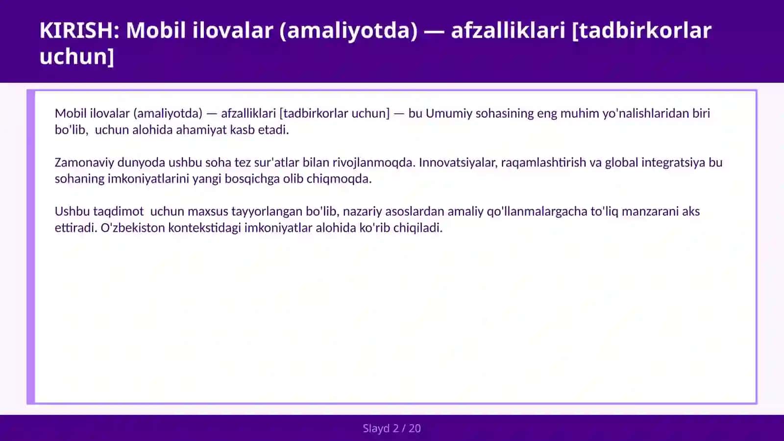 MOBIL ILOVALAR (AMALIYOTDA) — AFZALLIKLARI [TADBIRKORLAR UCHUN] 2