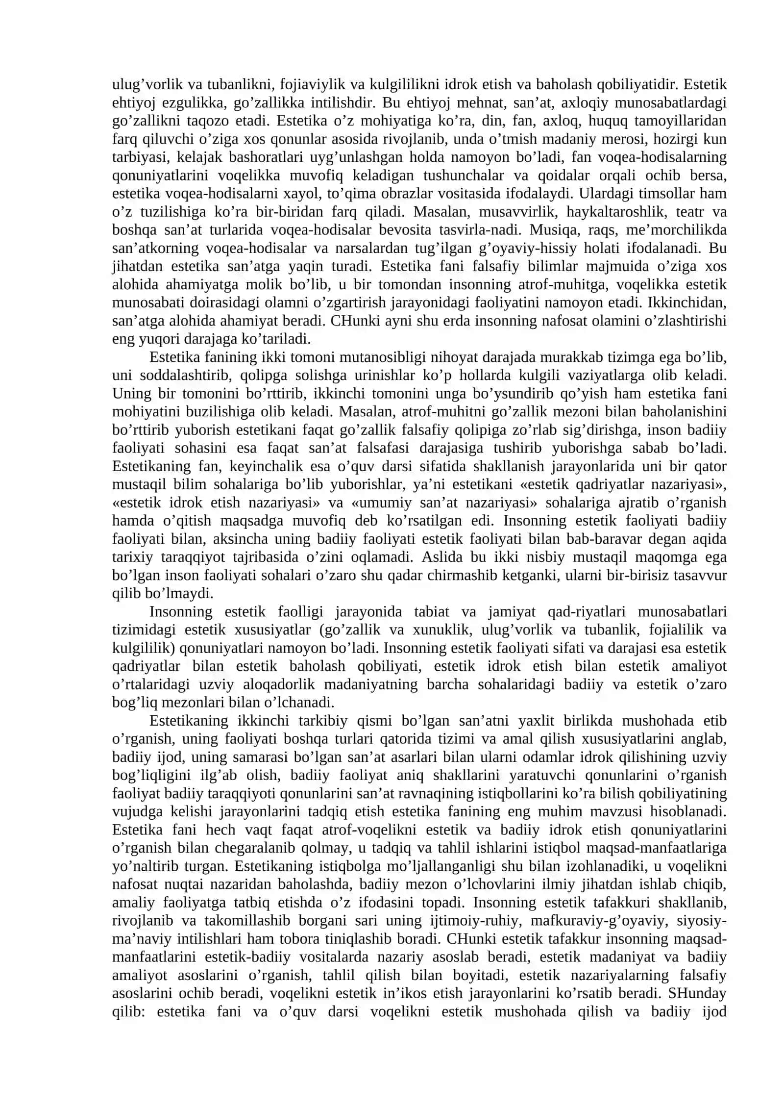 Nafosat falsafasi (Estetika) 2