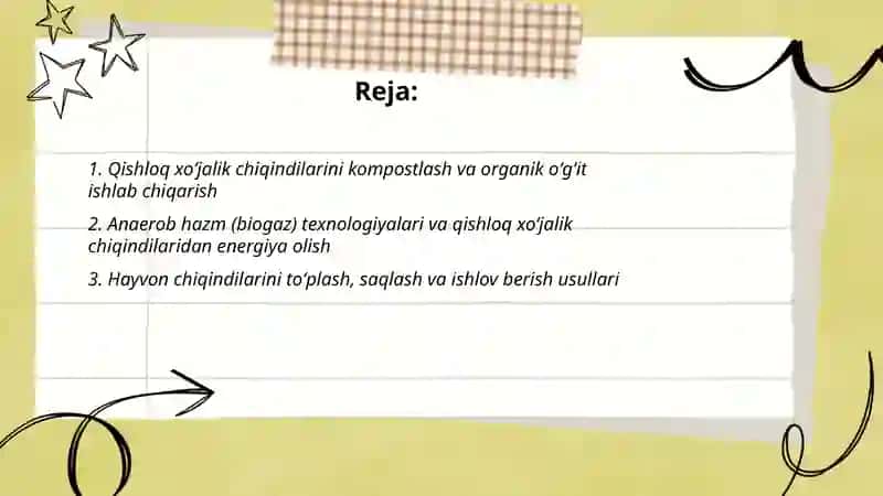 Qishloq xoʻjalik, sanoat va maishiy xizmat chiqindilarini qayta ishlash 2