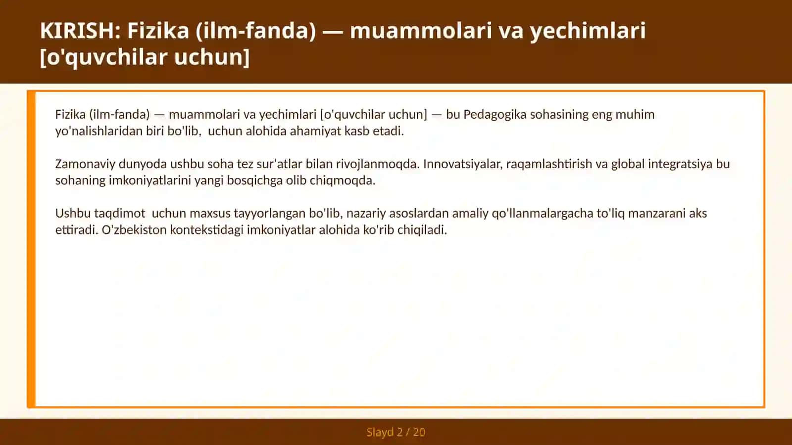 Fizika (ilm-fanda) — muammolari va yechimlari [o'quvchilar uchun] 2
