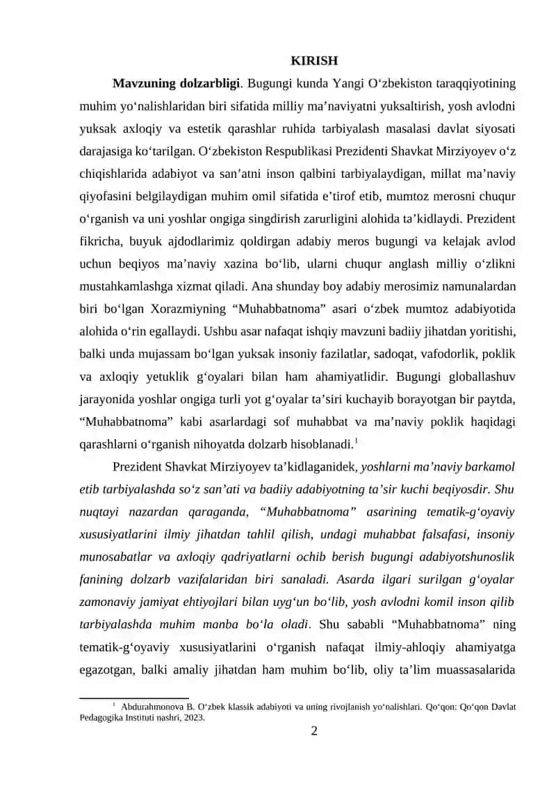 "Muhabbatnoma" ning tematik- g'oyaviy xususiyatlari 2
