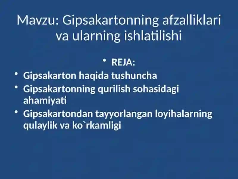 Gipsakartonning afzalliklari va ularning ishlashishi 2