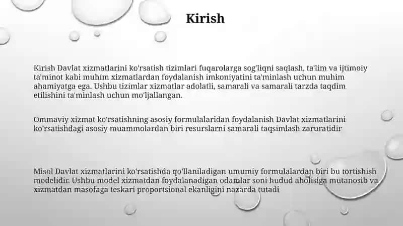 Ommaviy Xizmat Ko'Rsatish Tizimlari 2