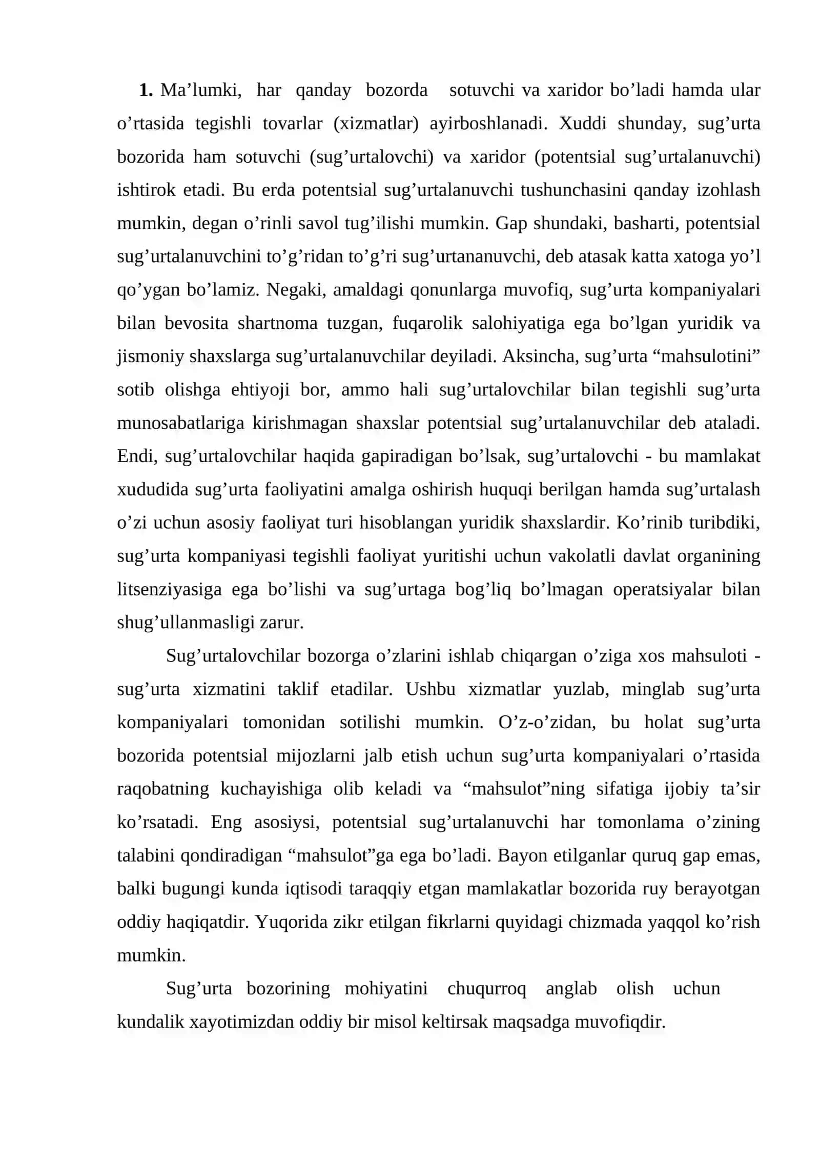 Sug’urta bozori va uni davlat tomonidan tartibga solish 2