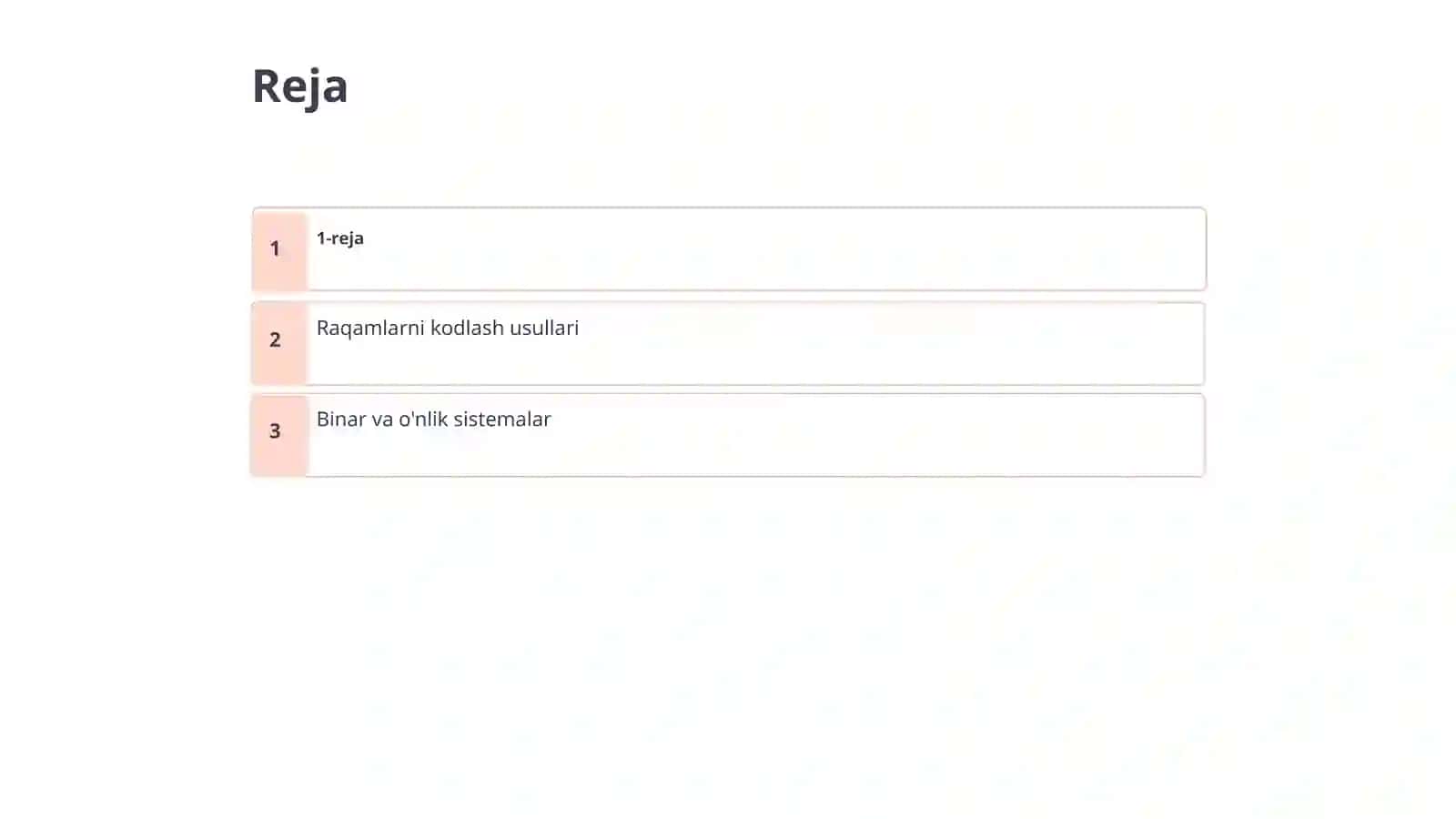 Raqamlarni kodlash va ular bilan ishlash sanoq sistemalari 2