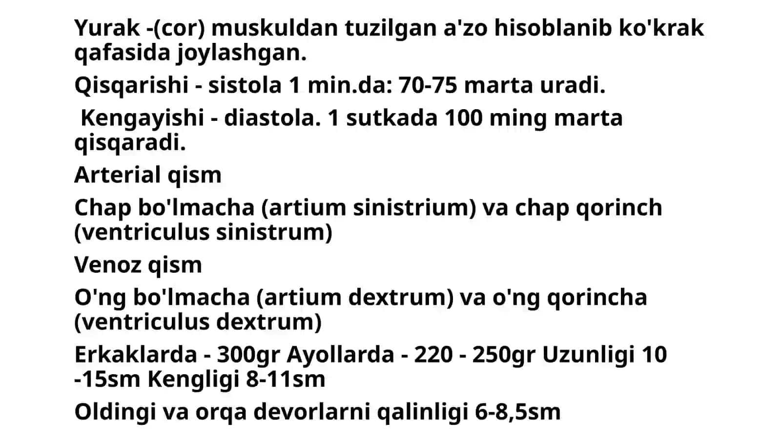 Yurak funksional va klinik anatomiyasi. Yoshga oid o‘zgarishlari rivojlanish anomaliyalari. 2