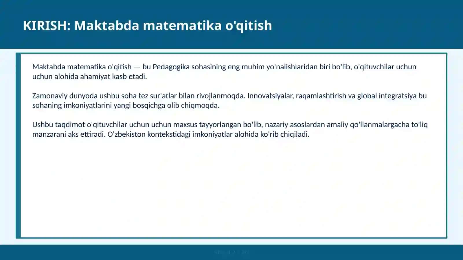 Maktabda matematika o'qitish 2