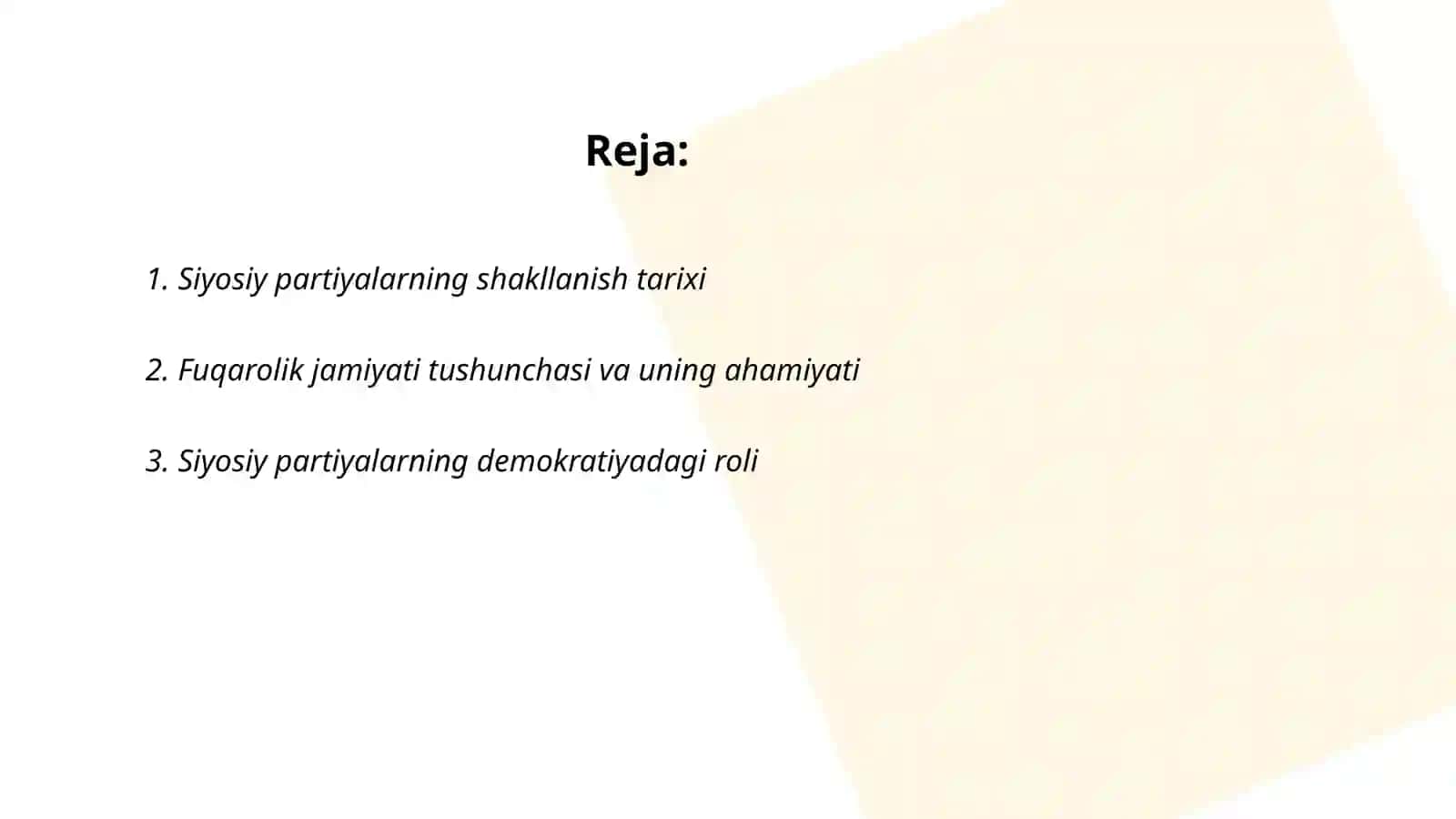 Siyosiy partiyalar va fuqarolik jamiyati institlarining rivojlanishi 2