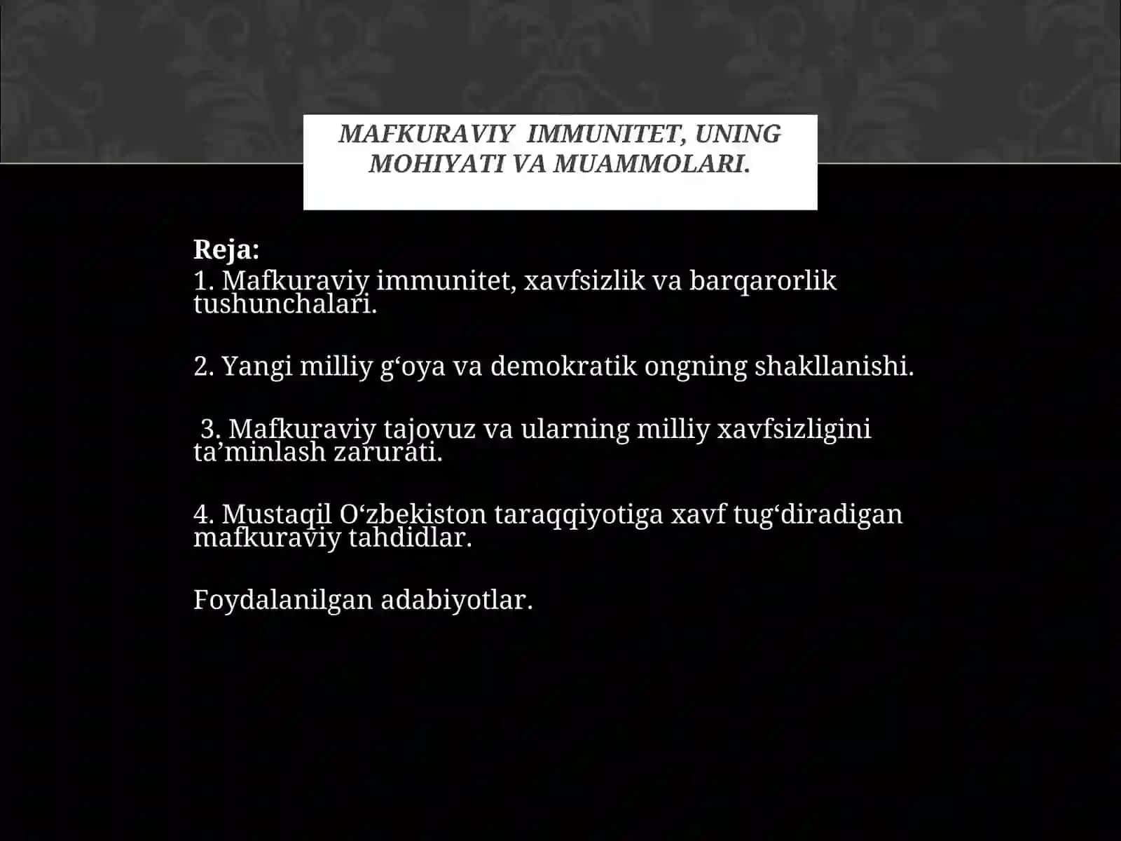 MAFKURAVIY IMMUNITET VA XAVFSIZLIK TUSHUNCHALARI 2