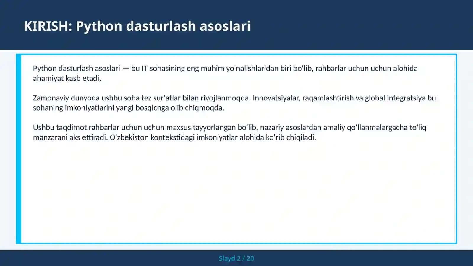 PYTHON DASTURLASH ASOSLARI 2