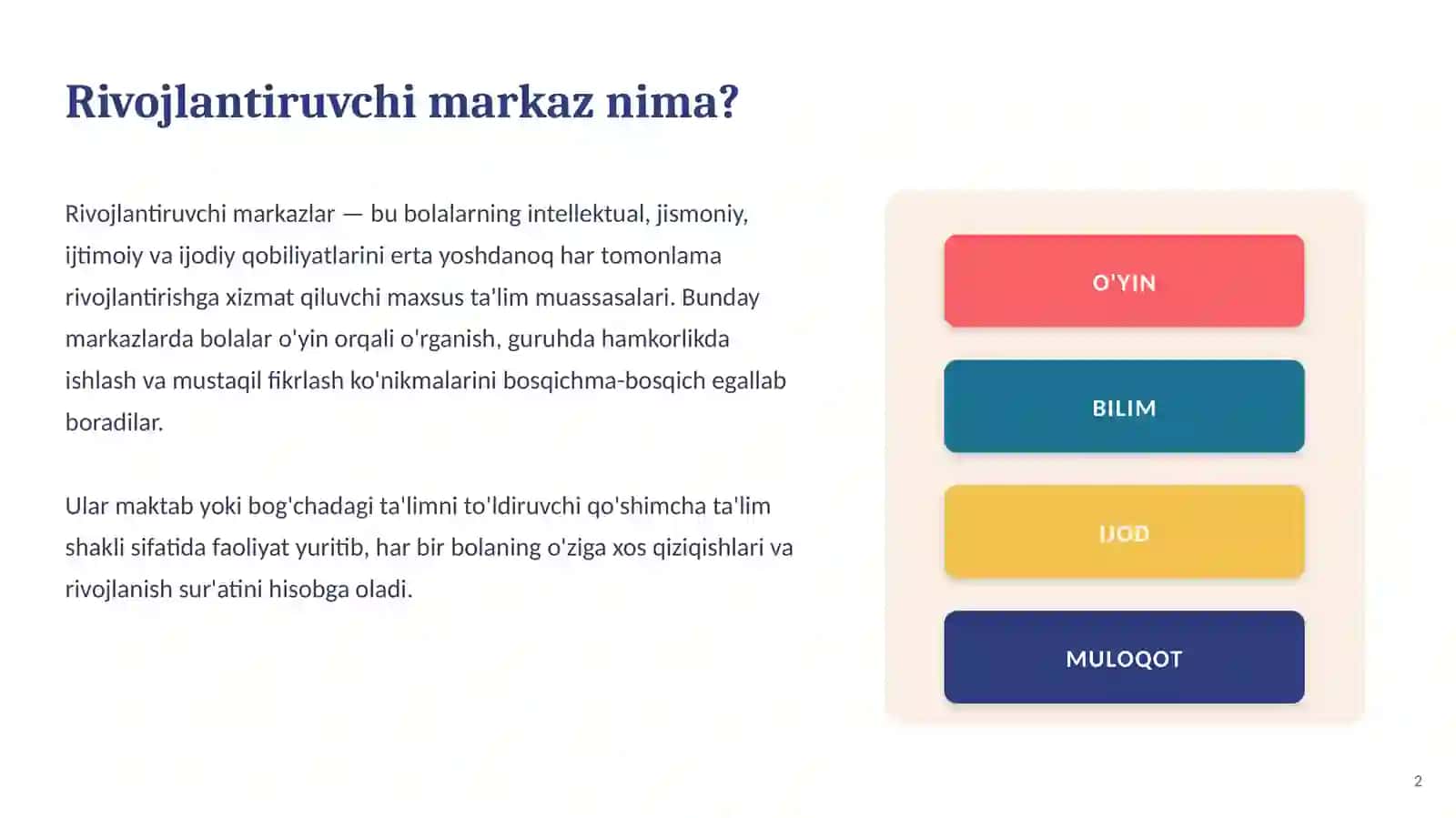 Rivojlantiruvchi markazlarda taʼlimiy faoliyat 2