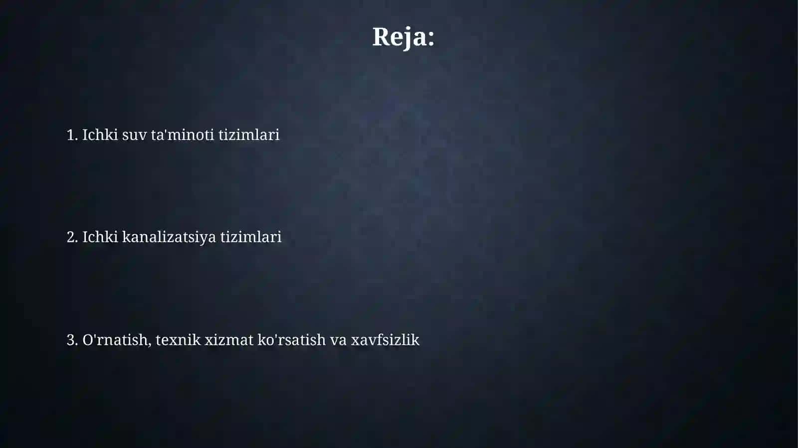 Suv ta'minoti va kanalizatsiya ichki qurilmalari 2
