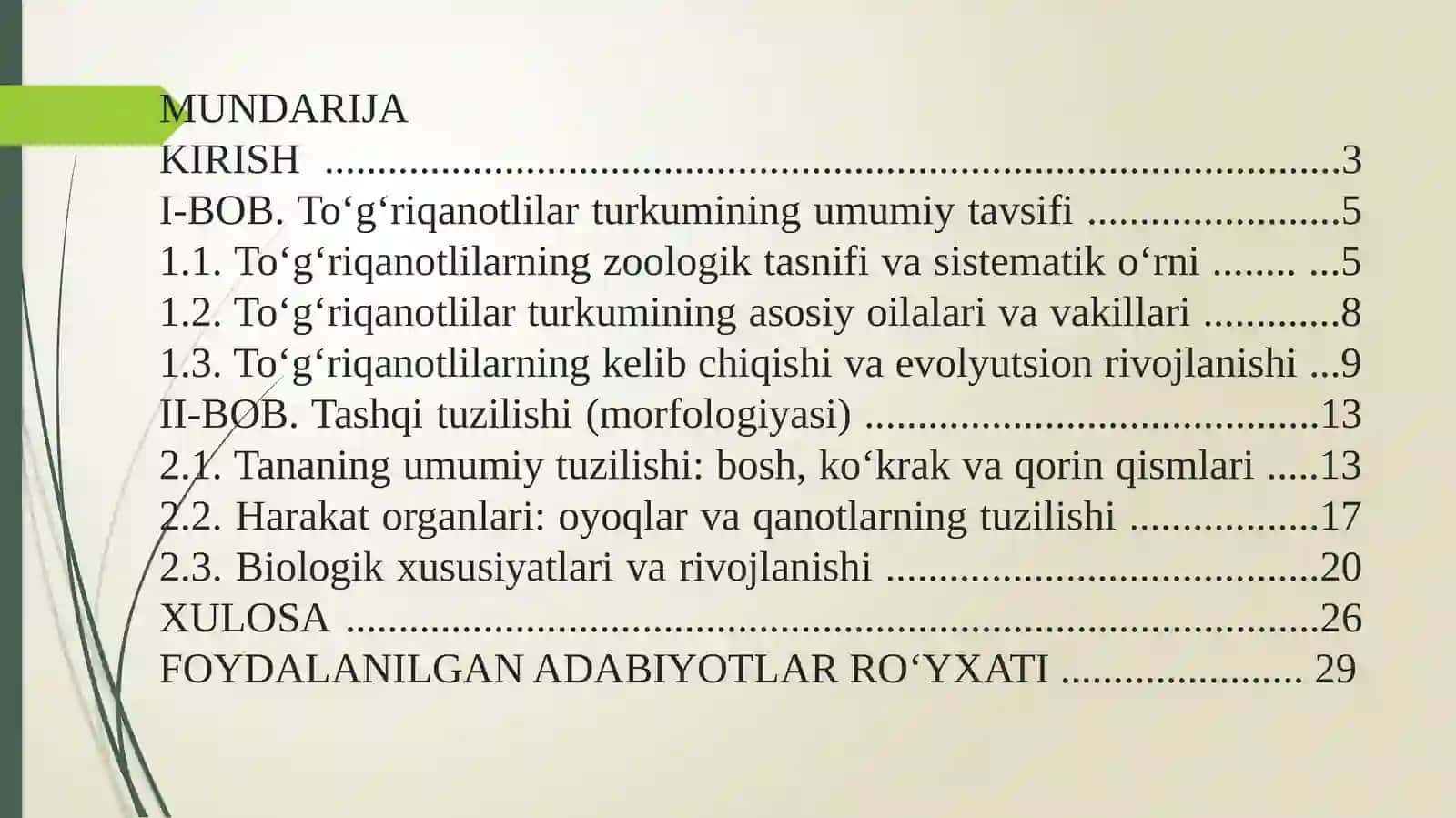 To‘g‘riqanotlar turkumi 2