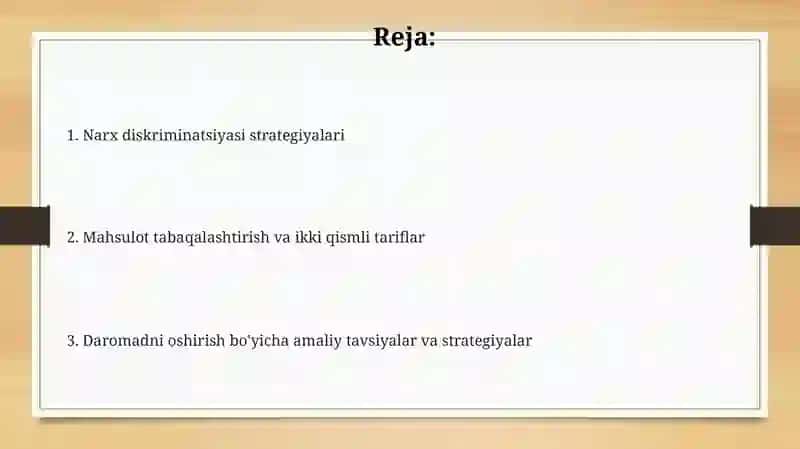 NARX DISKRIMINATSIYASI STRATEGIYALARI VA BOZOR DAROMADINI OSHIRISH USULLARI 2