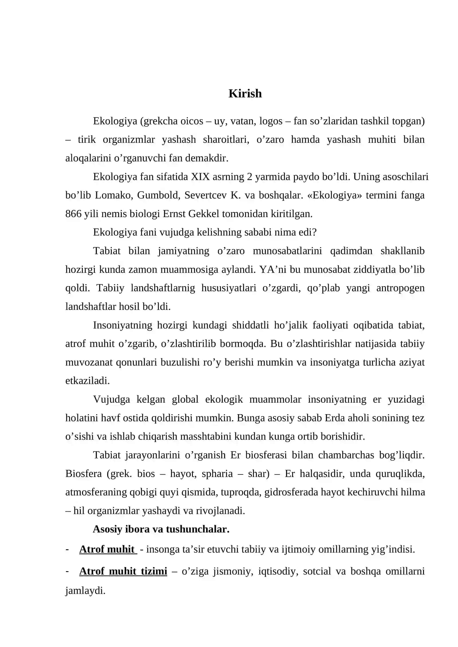 Ekologiya fanining vazifasi va mazmuni 2