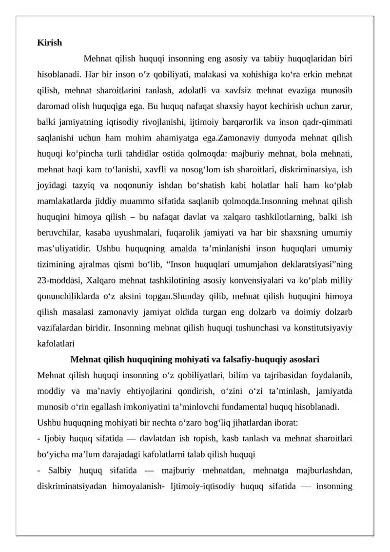 Insonning mehnat qilish huquqi 2