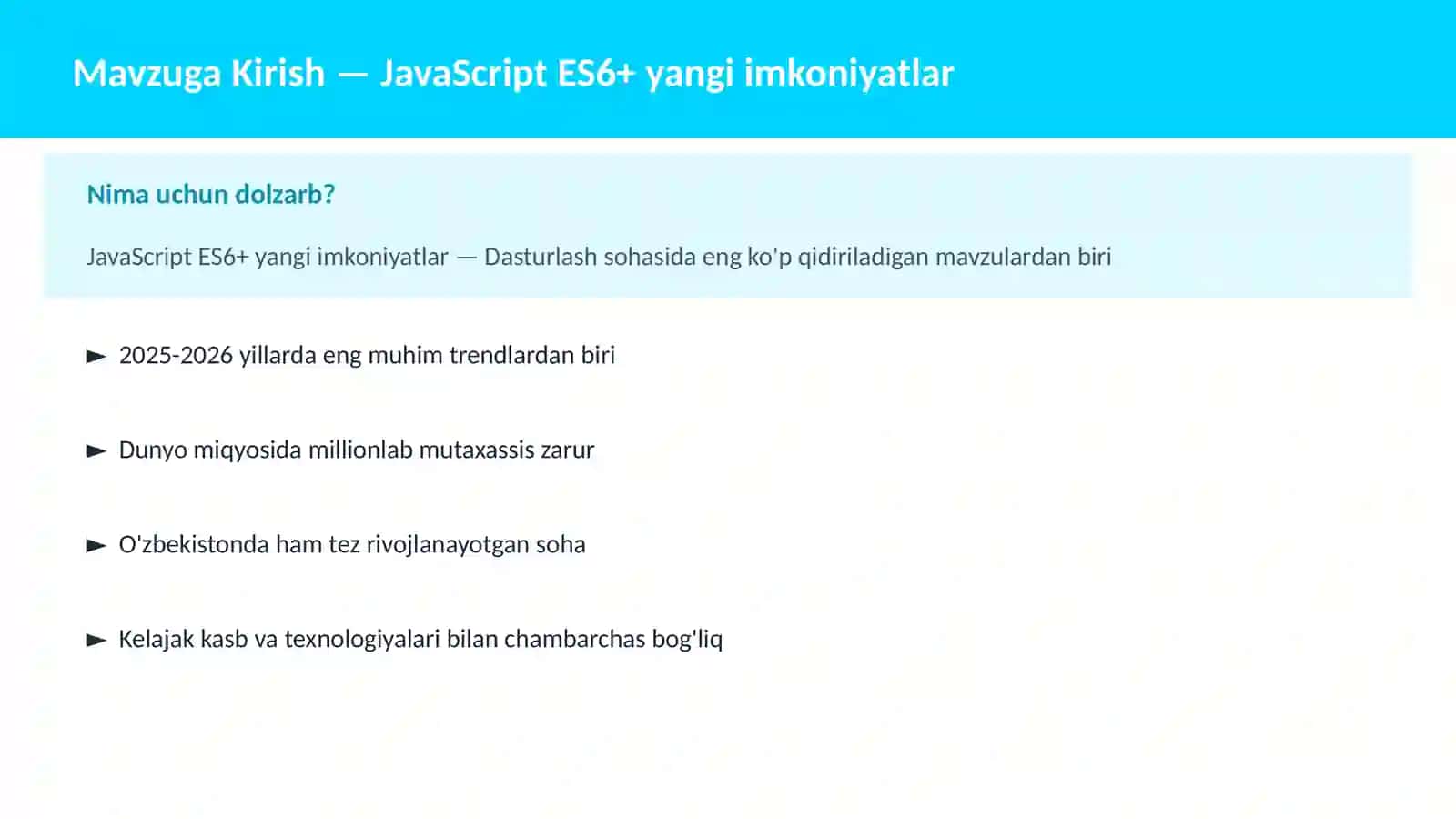 DASTURLASH | JAVASCRIPT VA WEB 2
