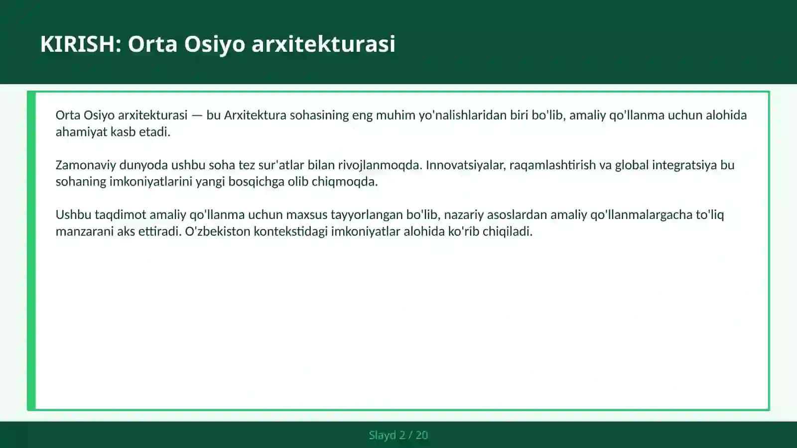 ORTA OSIYO ARXITEKTURASI 2