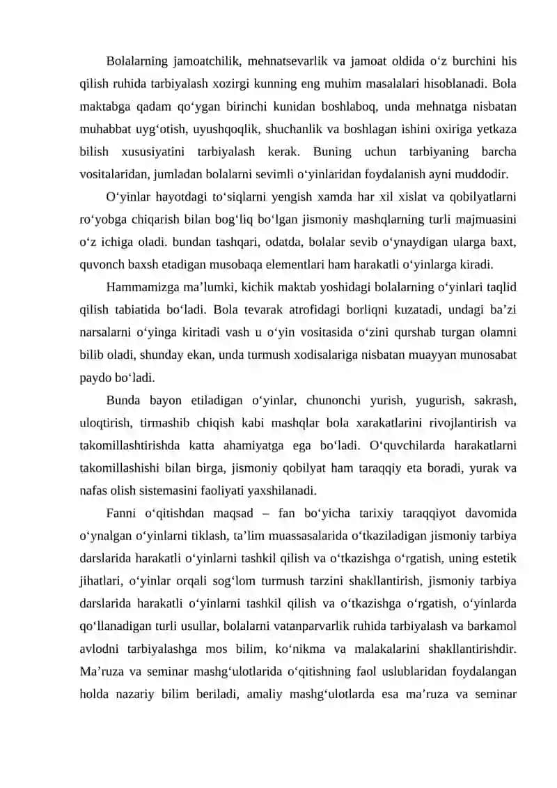 Milliy va harakatli o‘yinlar va uni o‘qitish metodikasi 2
