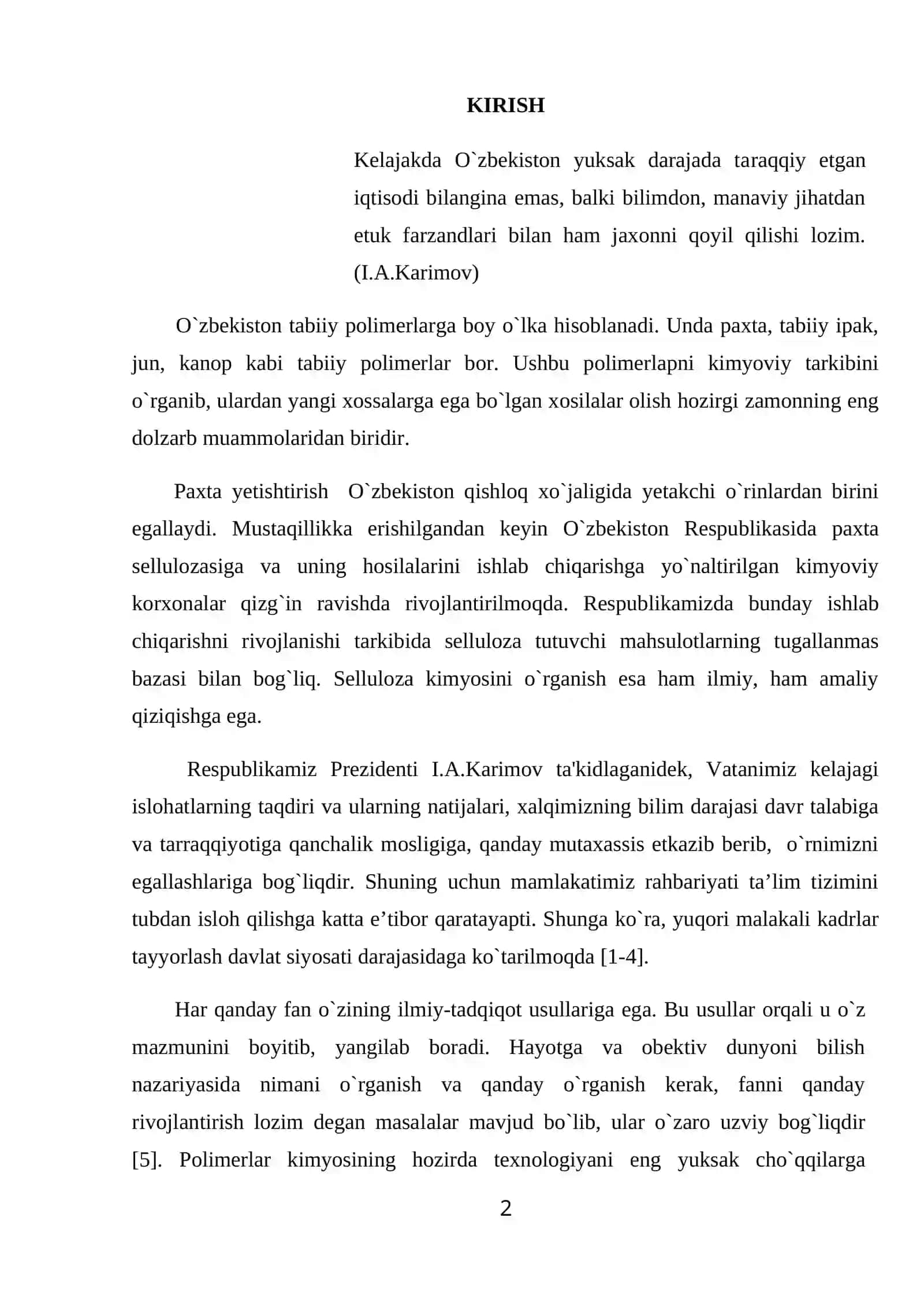Yuqori tozalikdagi karboksimetilselluloza va uning oziq-ovqat mahsulotlarida qo`llanilishi 2