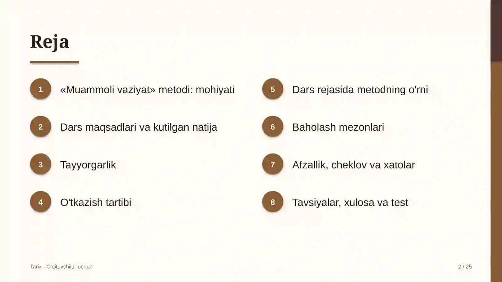 tarix darslarida muammoli vaziyat metodidan foydalanish 1786 2