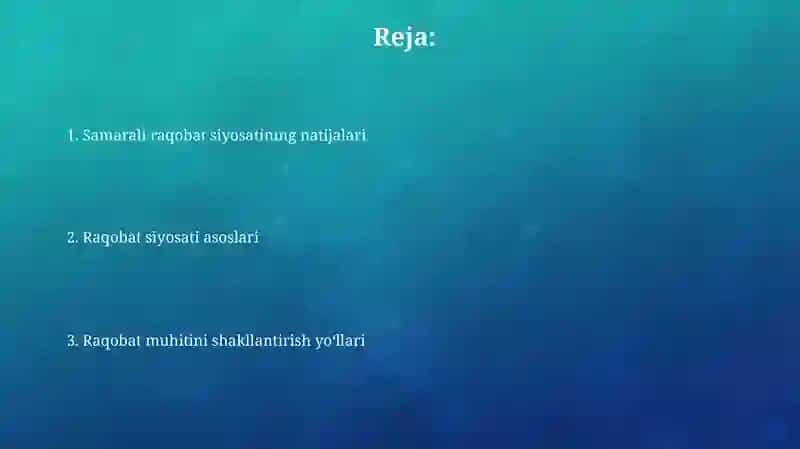 Raqobat siyosati va mamlakatda raqobat muhitini shakllantirish yoʻllari 2