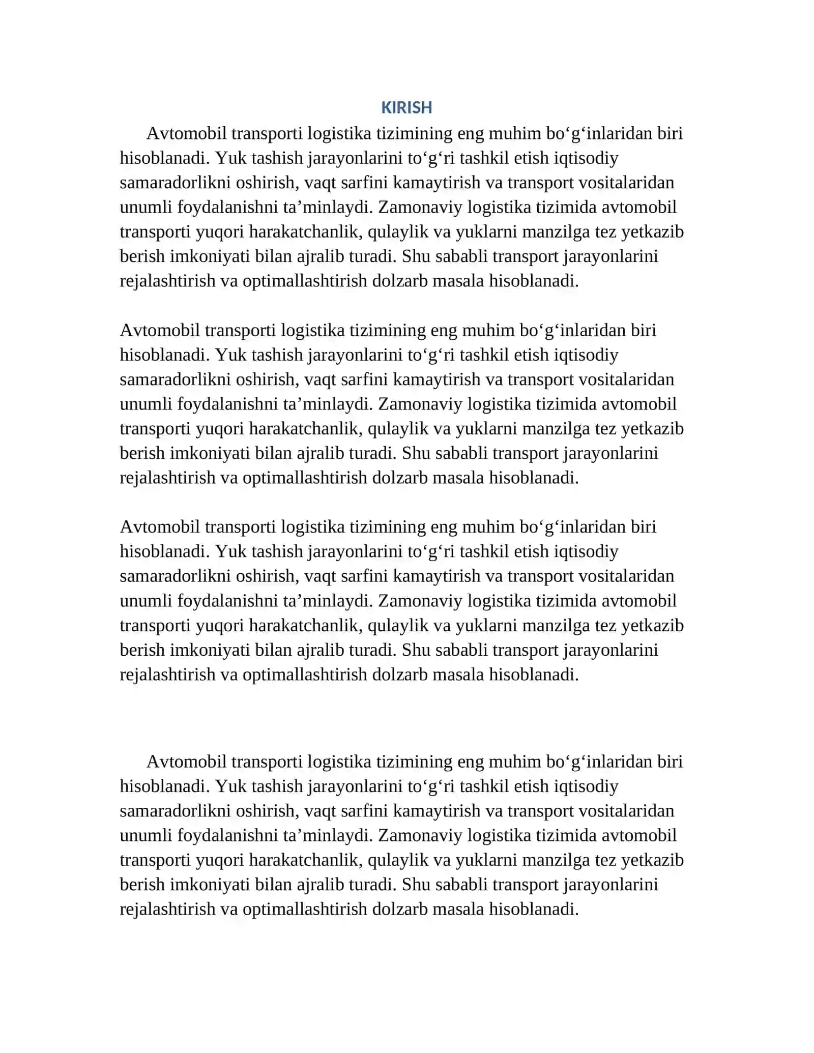 AVTOMOBIL TRANSPORTIDA YUKLARNI TASHISHNI TASHKIL ETISH 2