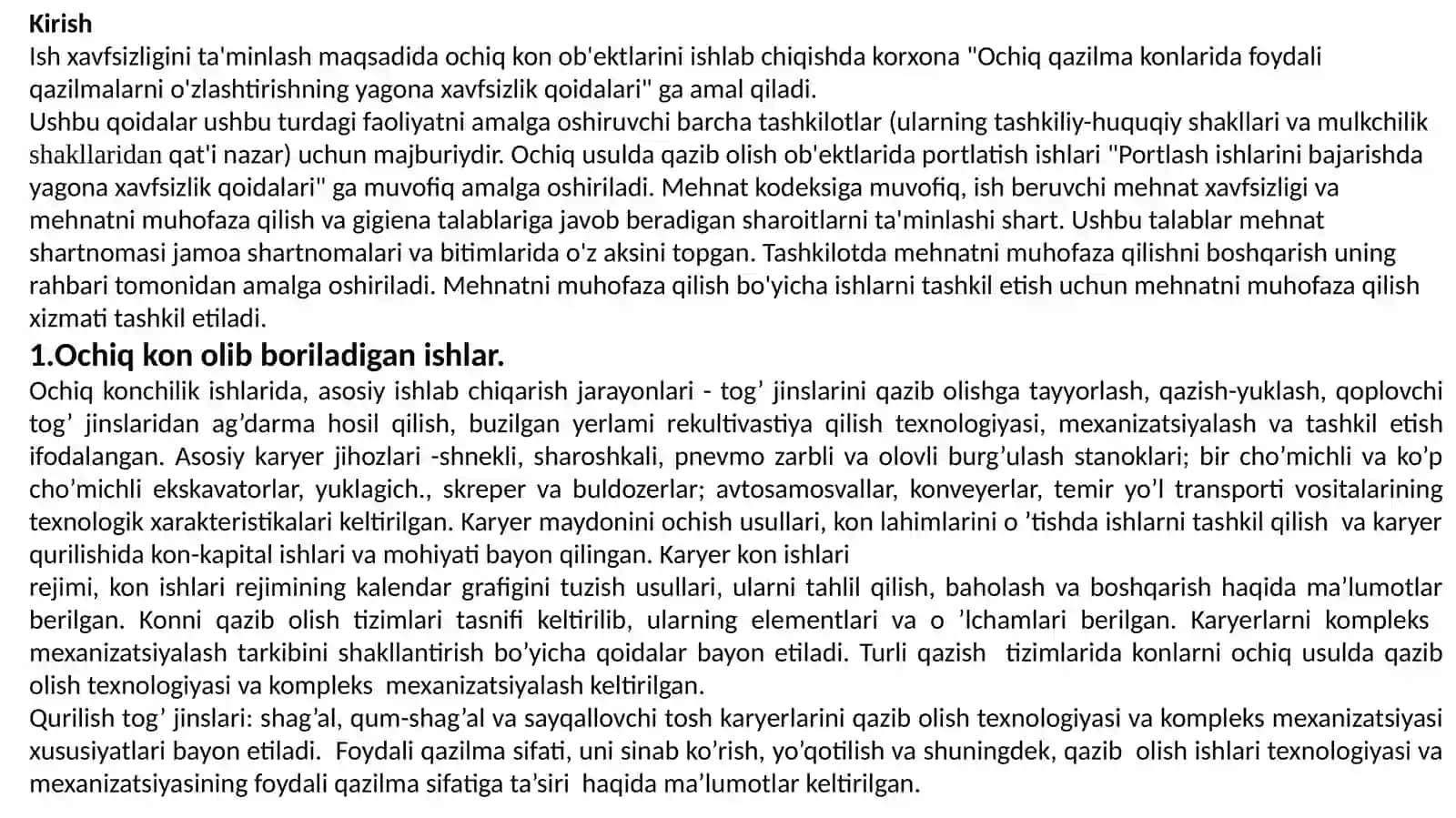 Ochiq ma’danli konlarni o’zlashtirishda mehnat xavfsizligi 2