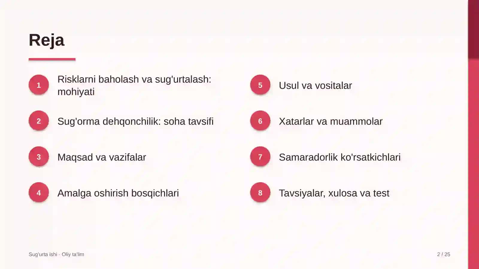 sug'orma dehqonchilikda risklarni baholash va sug'urtalash 5426 2