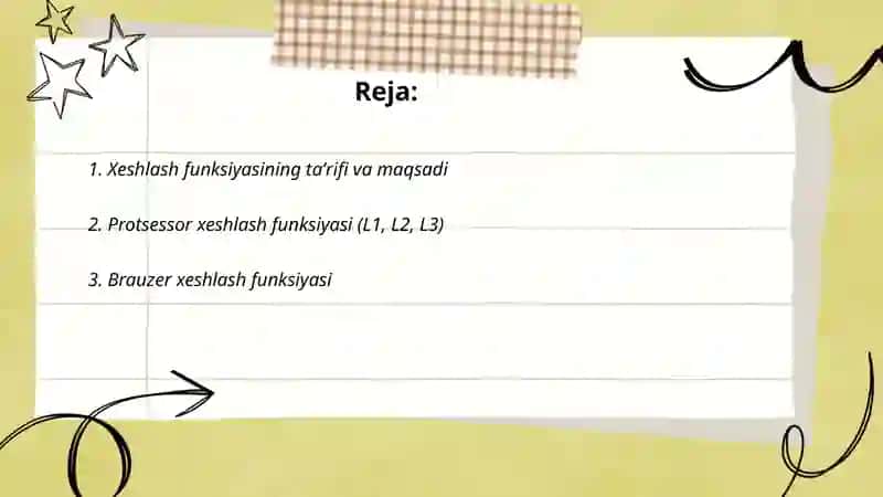 Xeshlash funksiyasi 2