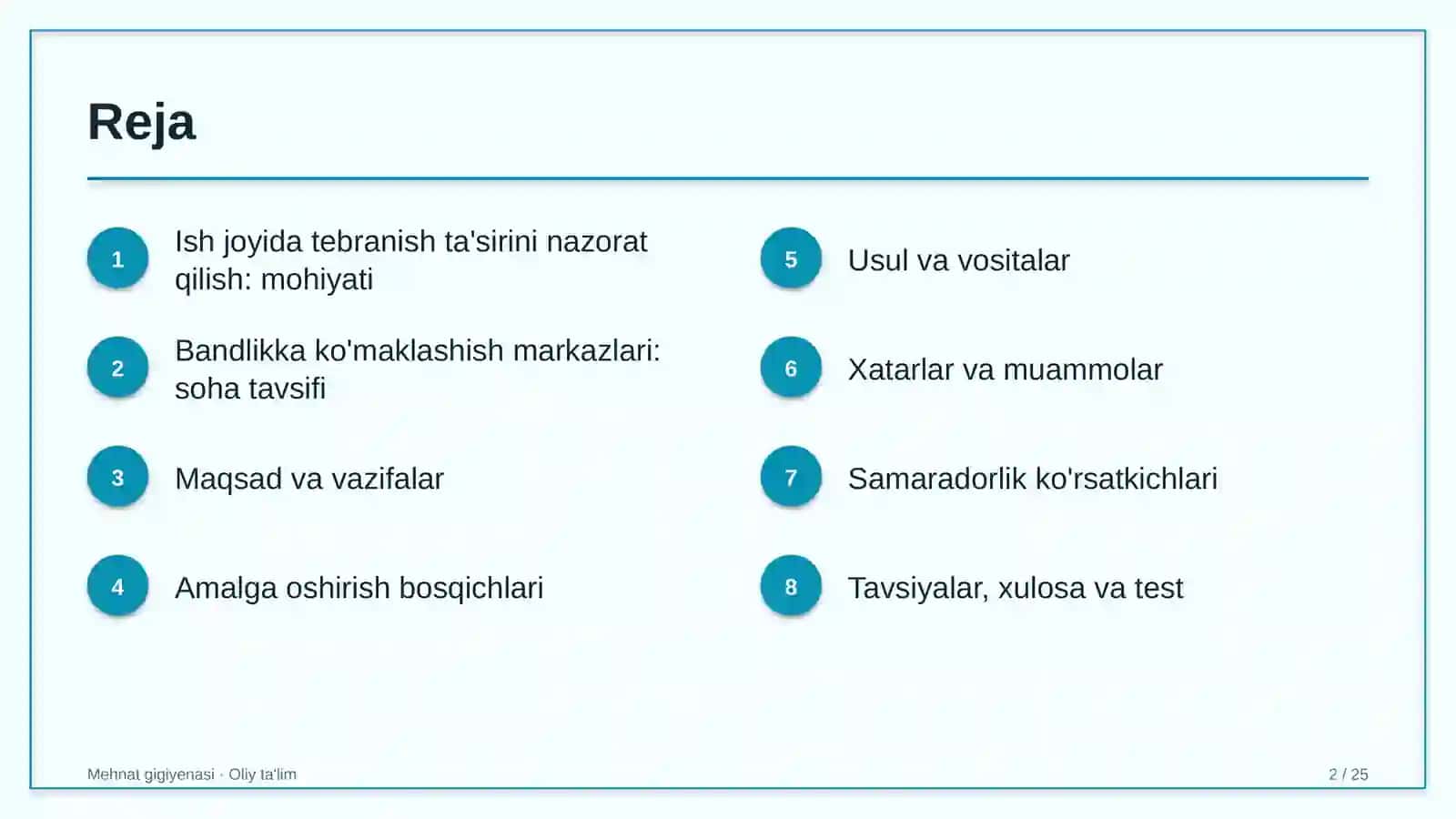 MEHNAT GIGIYENASI · OLIY TA'LIM 2