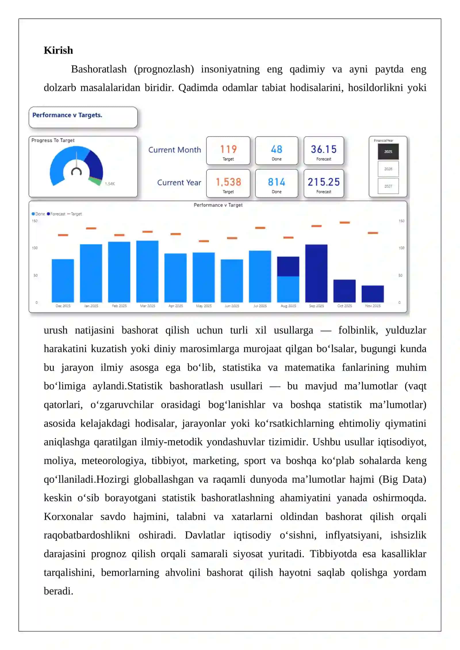 Bashoratlashning statistik usullari 2