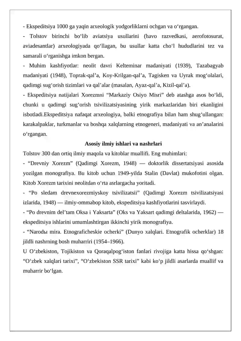 S.P. Tolstovning ilmiy merosi 2