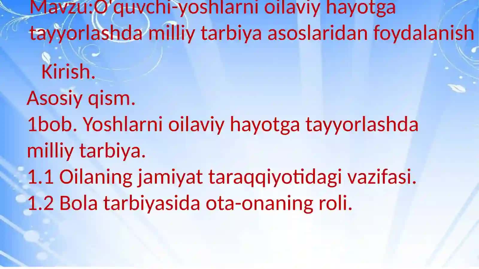 O'quvchi-yoshlarni oilaviy hayotga tayyorlashda milliy tarbiya asoslaridan foydalanish 2