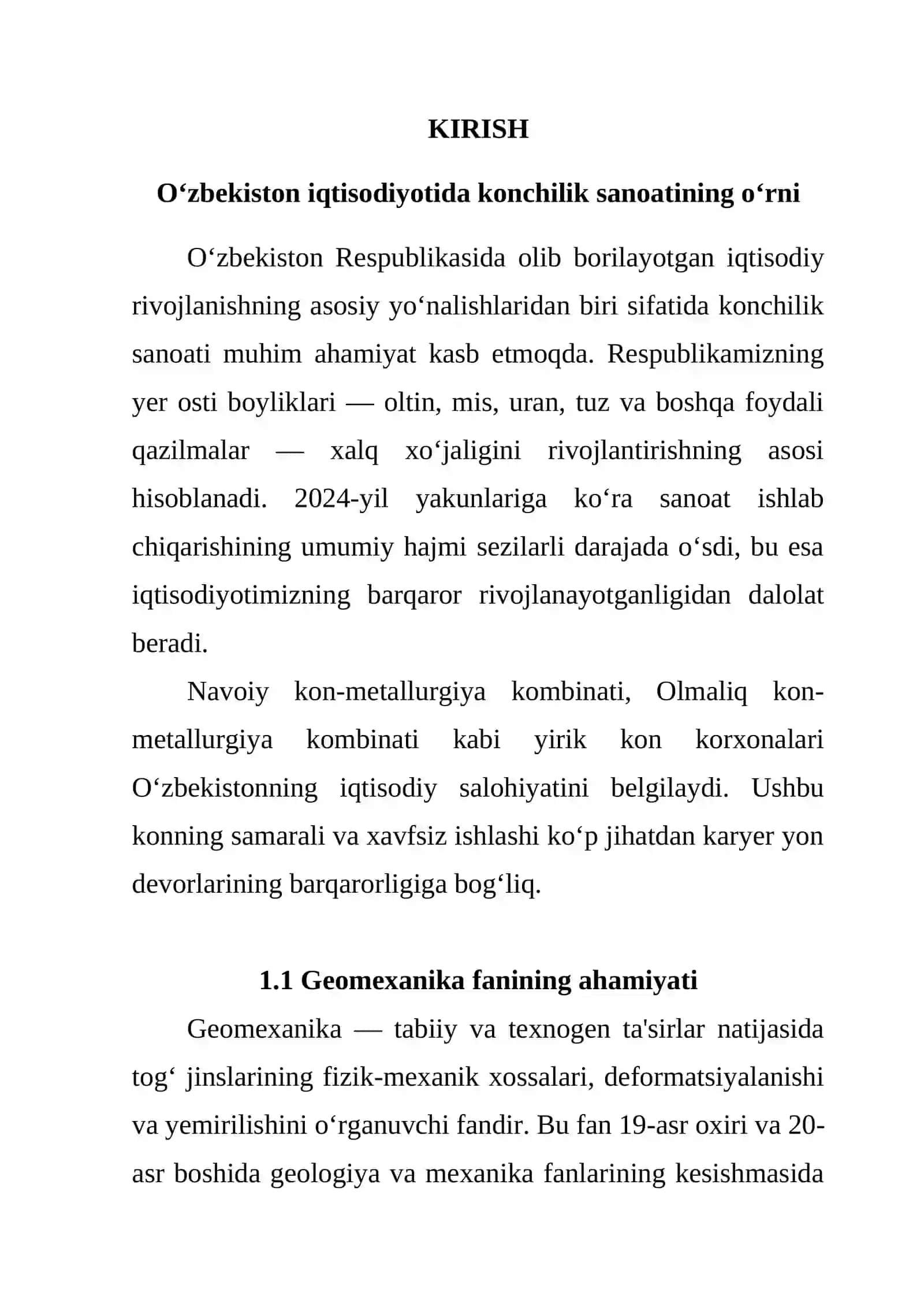 O‘zbekiston iqtisodiyotida konchilik sanoatining o‘rni 2
